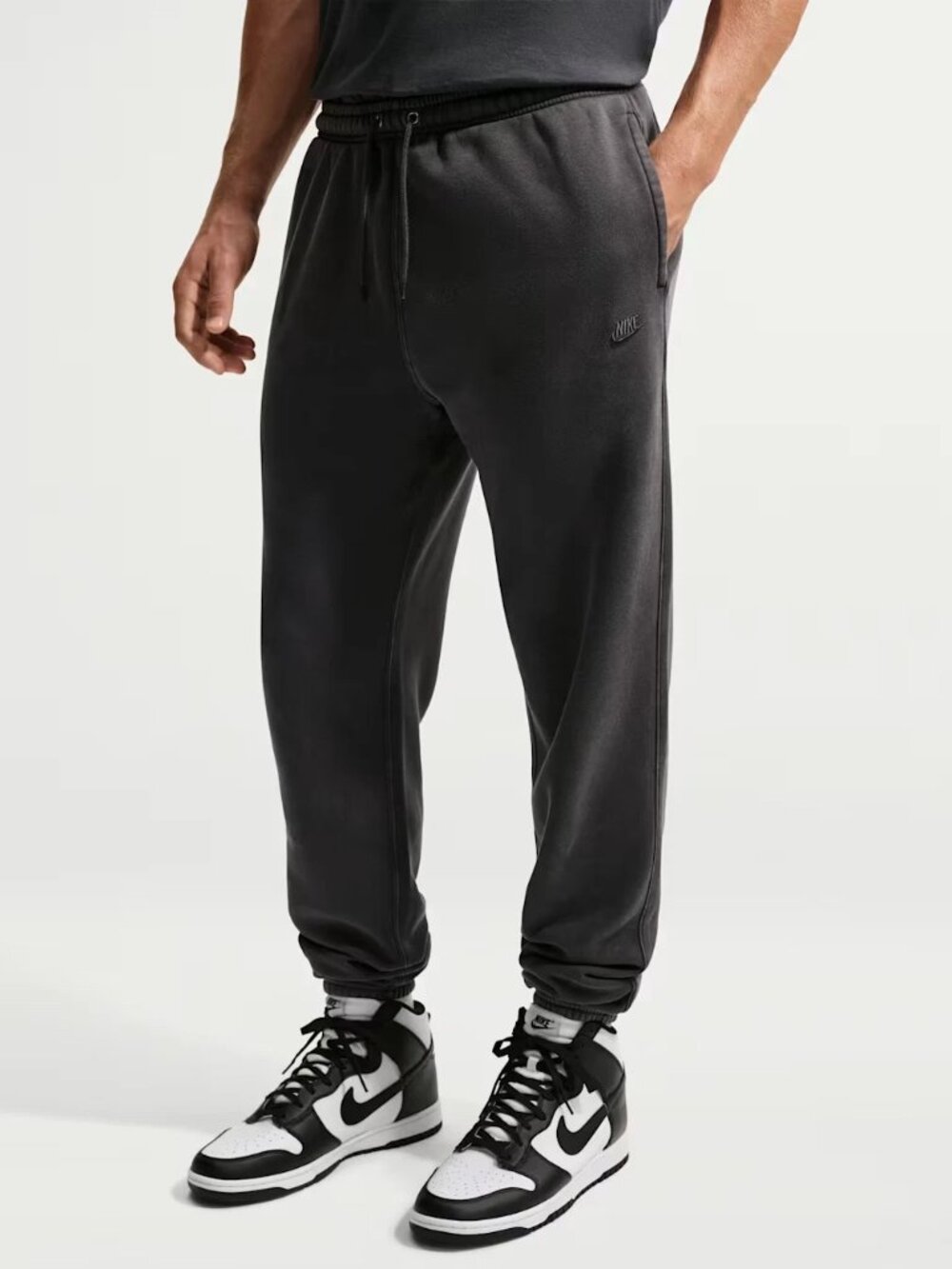 Nike Sportswear Club Men's Washed Cuffed Fleece Pants Jogger Midweight Gray XL